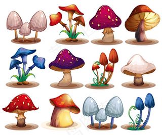 12款卡通蘑菇,背景元素