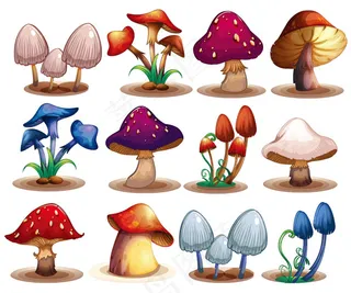 12款卡通蘑菇,背景元素