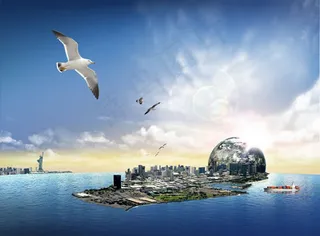 海岛城市创意风景