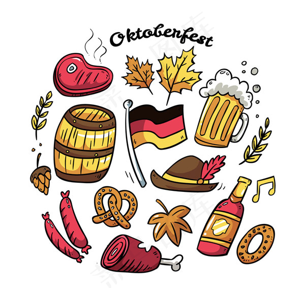 彩绘啤酒节元素
