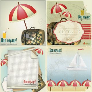 复古旅游明信片