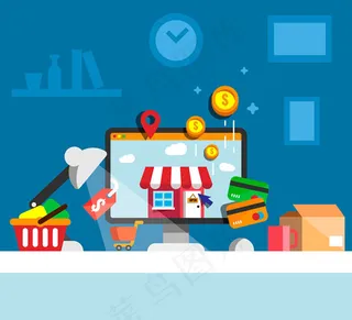 电子商务元素插画