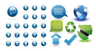 蓝色调子图标,免抠元素