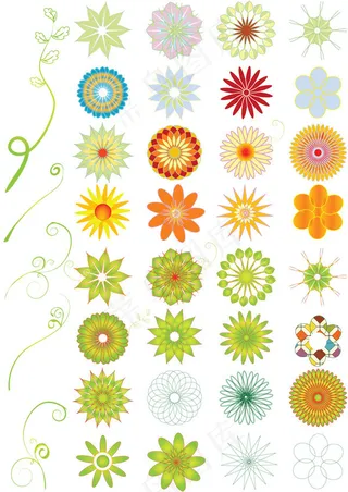 炫彩花型图标,免抠元素