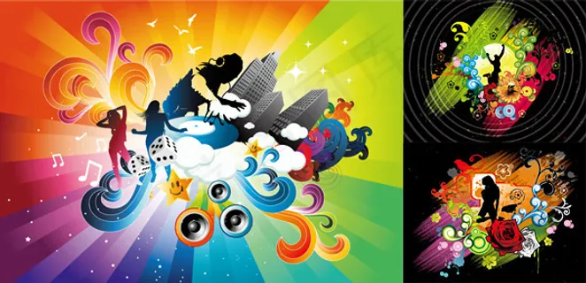 潮流花纹与人物 潮流花纹与人物