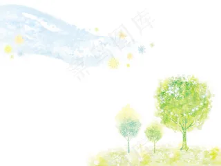 花朵墨迹树木插画