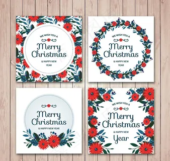 花卉圣诞节方形贺卡