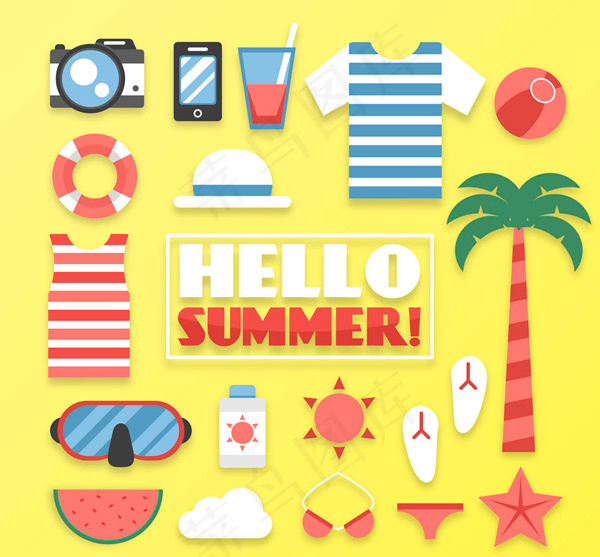 夏季元素图标,免抠元素