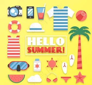 夏季元素图标,免抠元素