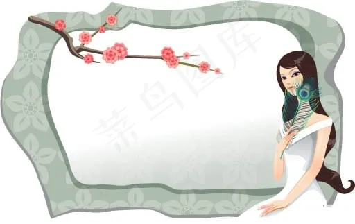古典卡通美女5,背景元素ai矢量模版下载