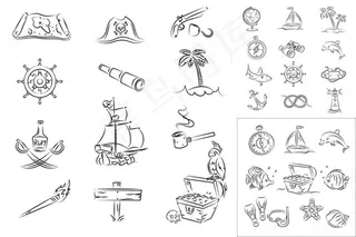 手绘航海元素