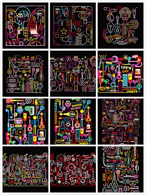 潮流线性绘画eps,ai矢量模版下载