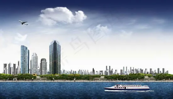 海滨城市风景(4000X2300(DPI:300))psd模版下载
