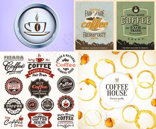 咖啡标签贴纸,免抠元素