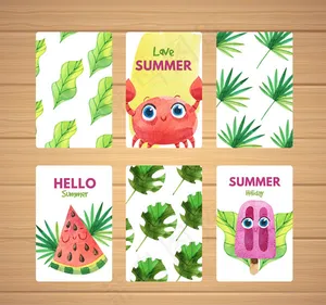 彩绘夏季卡片