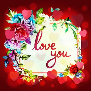 爱心花朵贺卡海报