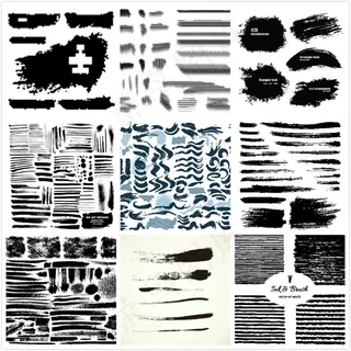 水墨笔触横线圆点