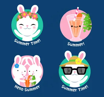 夏季白兔标签,免抠元素 夏季白兔标签,免抠元素