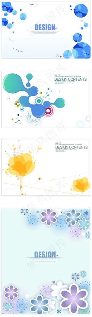 花朵蓝色圆圈背景,背景元素