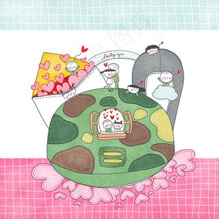 甜蜜的情侣插画