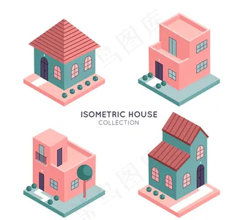 立体粉色房屋