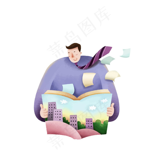 看书精英人物ai矢量模版下载