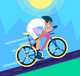 骑车上坡的男子 骑车上坡的男子