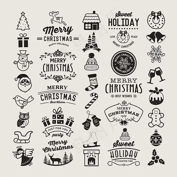 圣诞节元素矢量eps,ai矢量模版下载