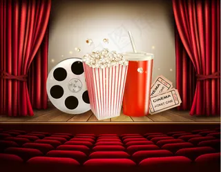 红色影院剧场矢量