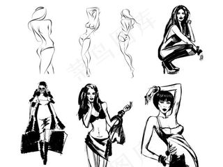 速写美女矢量