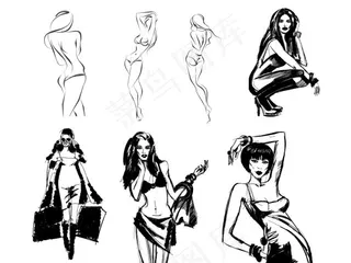 速写美女矢量
