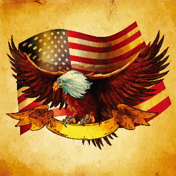 美国国旗和老鹰eps,ai矢量模版下载
