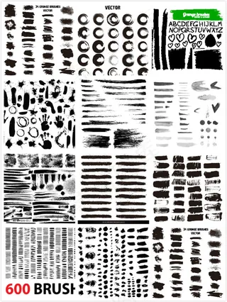 毛笔笔触笔刷矢量