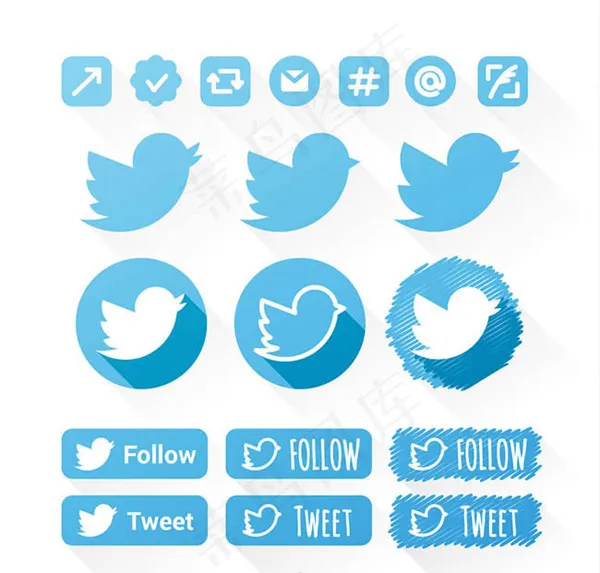 twitter图标,免抠元素ai矢量模版下载