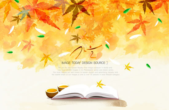 手绘秋天意境背景