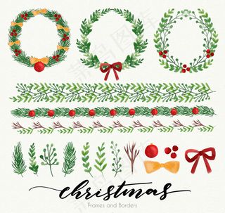 圣诞花环和花边