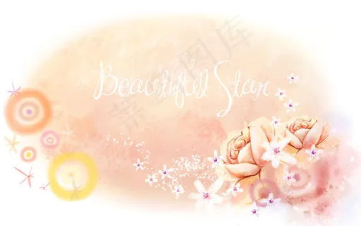 花朵圆圈水彩插画