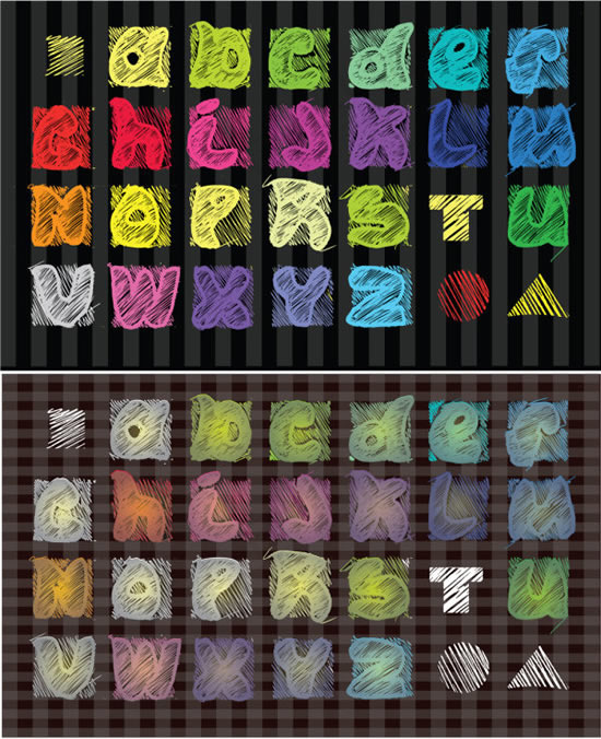 彩笔划痕字母eps,ai矢量模版下载