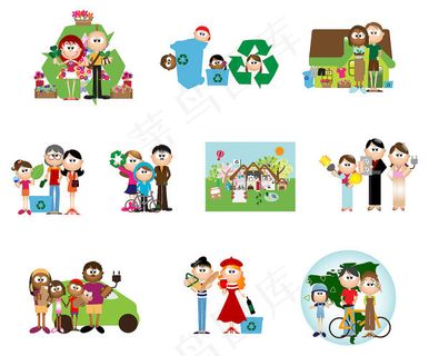 环保卡通人物,背景元素