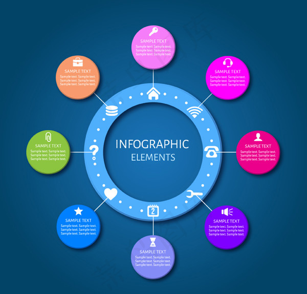 圆形商务信息图,背景元素