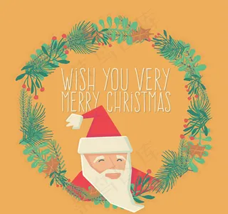 花环和圣诞老人贺