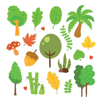 绿树和叶子矢量