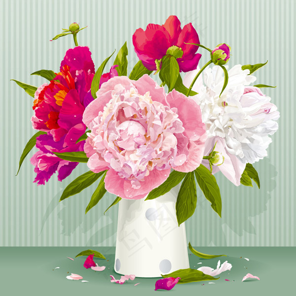 牡丹花插花矢量eps,ai矢量模版下载