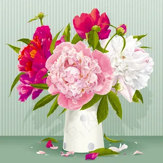 牡丹花插花矢量