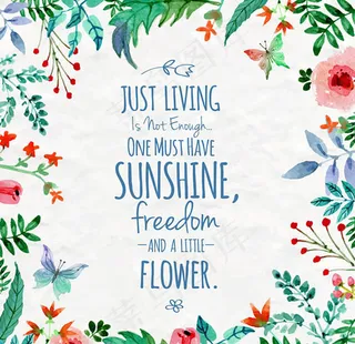 水彩花卉边框隽语