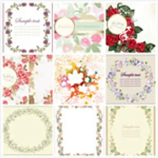 复古花朵花边矢量