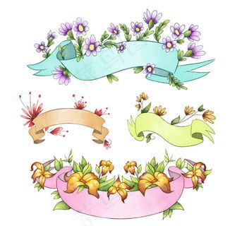 花卉装饰空白条幅