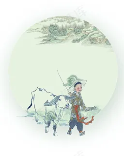 清明节水墨插画