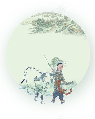 清明节水墨插画