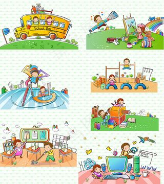 卡通校园儿童插画